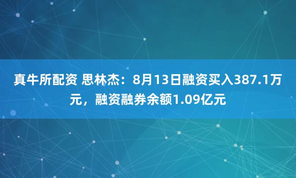 真牛所配資 思林杰：8月13日融資買入387.1萬元，融資融券余額1.09億元